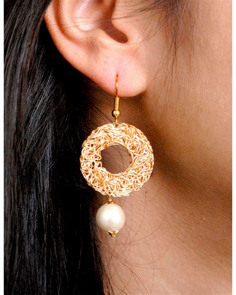 Hoop Earrings With Dangling&nbsp;Pearl