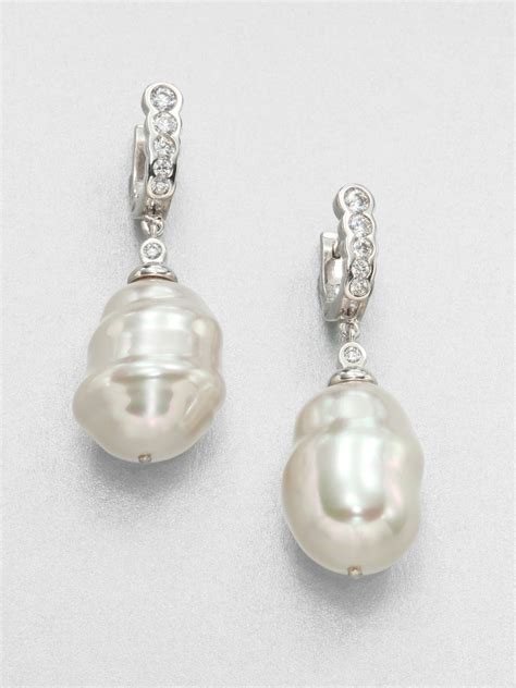 Baroque Pearl Huggie&nbsp;Earrings