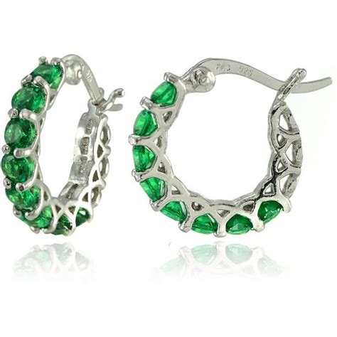 Emerald Huggie Earrings&nbsp;Silver