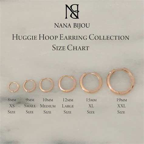 Huggie Hoop Earrings Size&nbsp;Chart
