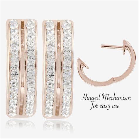 Swarovski® Crystals Rose Gold Finish Huggie&nbsp;Earrings